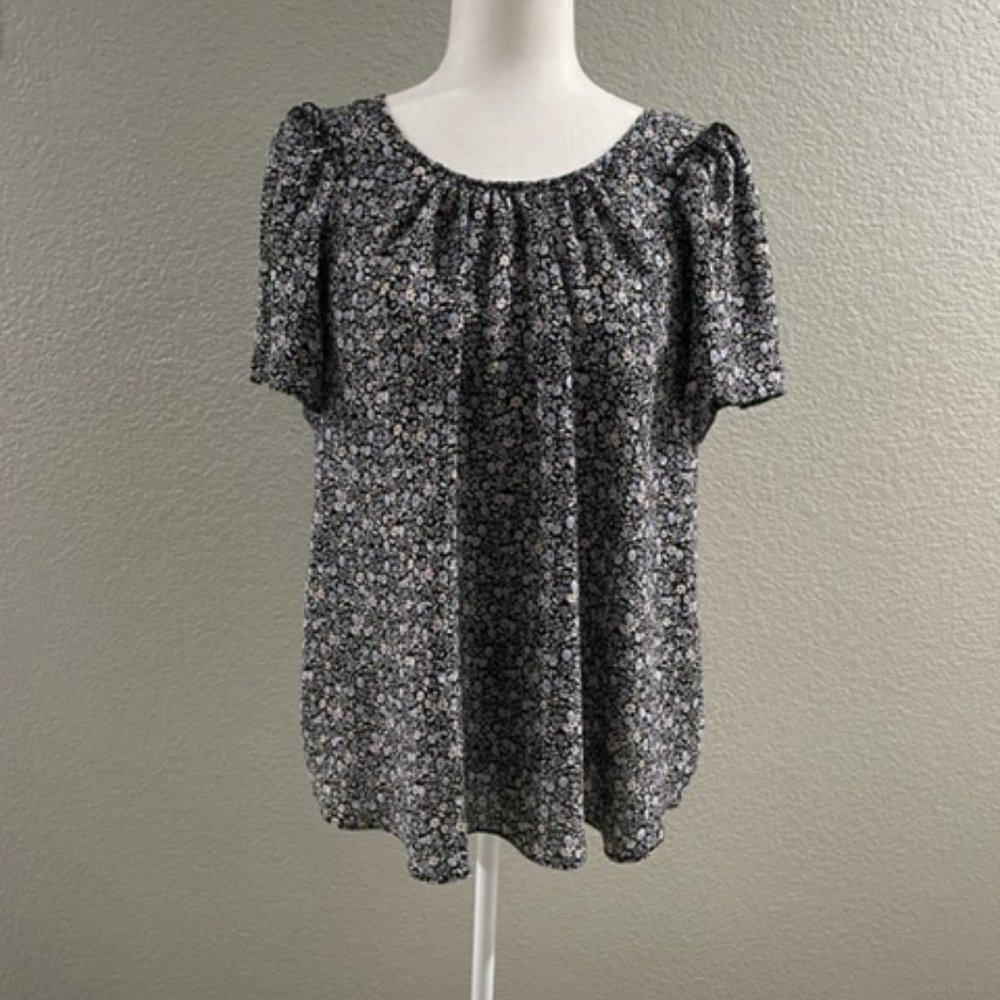Lauren Conrad Floral Blue Blouse